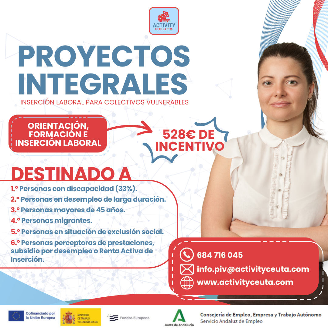Proyectos Integrales para Colectivos Vulnerables de Activity Ceuta con orientación, formación e inserción laboral